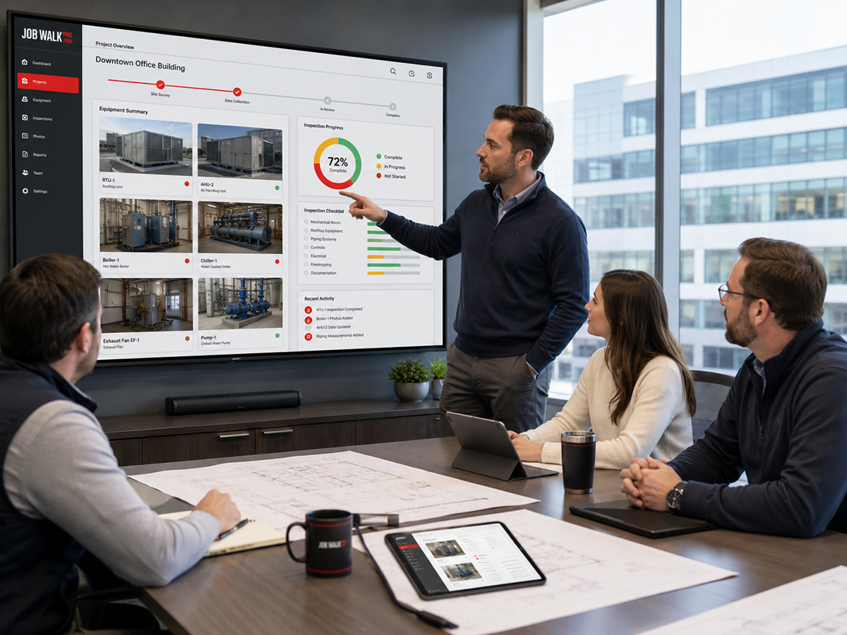 Project managers reviewing information in the field